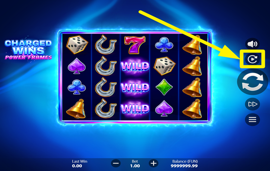 Charged Wins Power Frames ACTIVATE AUTOMATIC SPINS.
