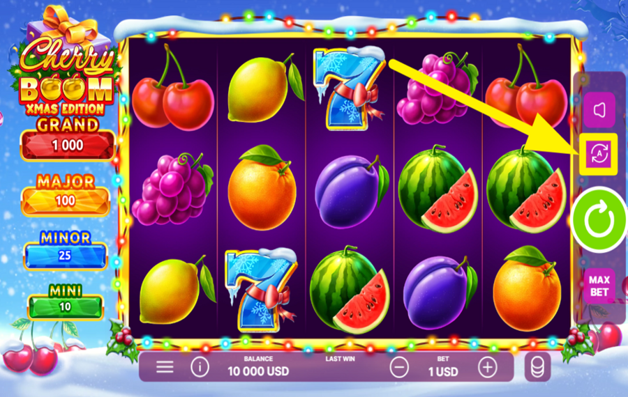 Cherry Boom Christmas AUTOMATISCHE SPINS STARTEN.