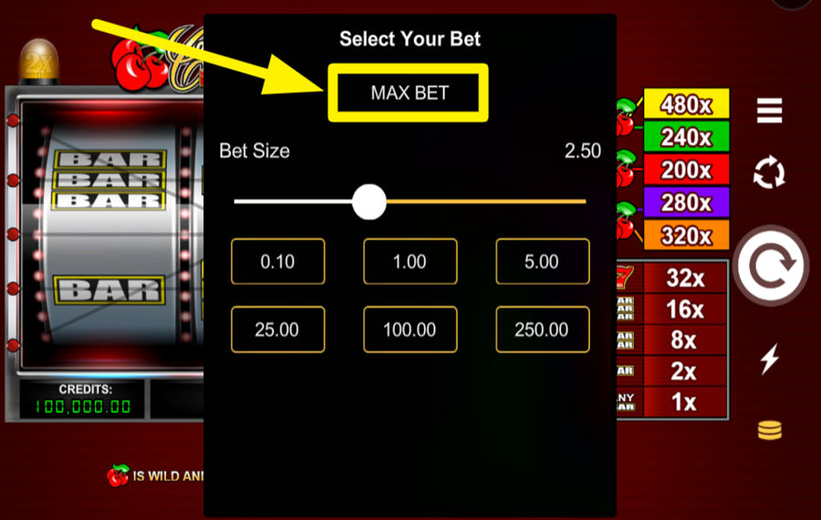 Cherry Red Retro Roller Legen Sie das höchste Einsatzlimit fest.