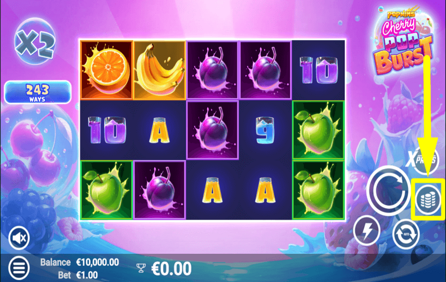 CherryPop Burst SELECT YOUR WAGER.