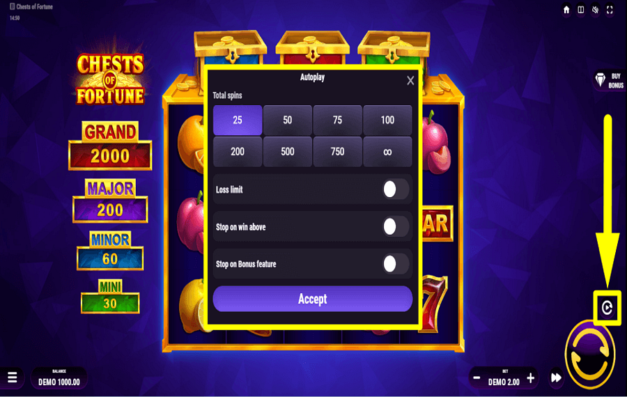Chests of Fortune ПРОДОЛЖИТЬ АВТОМАТИЧЕСКИ.