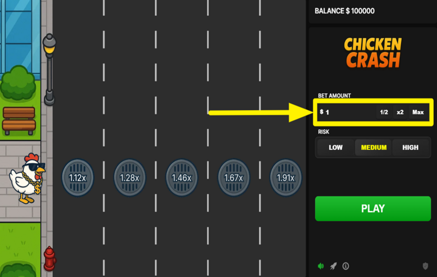 Chicken Crash GEBEN SIE IHREN EINSATZ AN.
