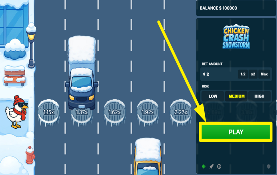 Chicken Crash Snowstorm AFFRONTEZ LA TEMPÊTE DE NEIGE.