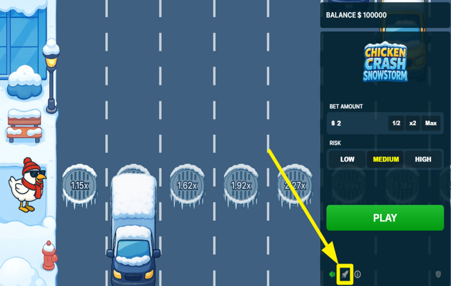 Chicken Crash Snowstorm OPTIMISEZ LA VITESSE DU JEU.