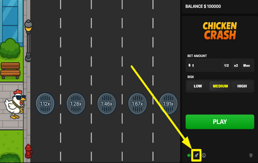 Chicken Crash MAXIMIERE DIE SPIELGESCHWINDIGKEIT.