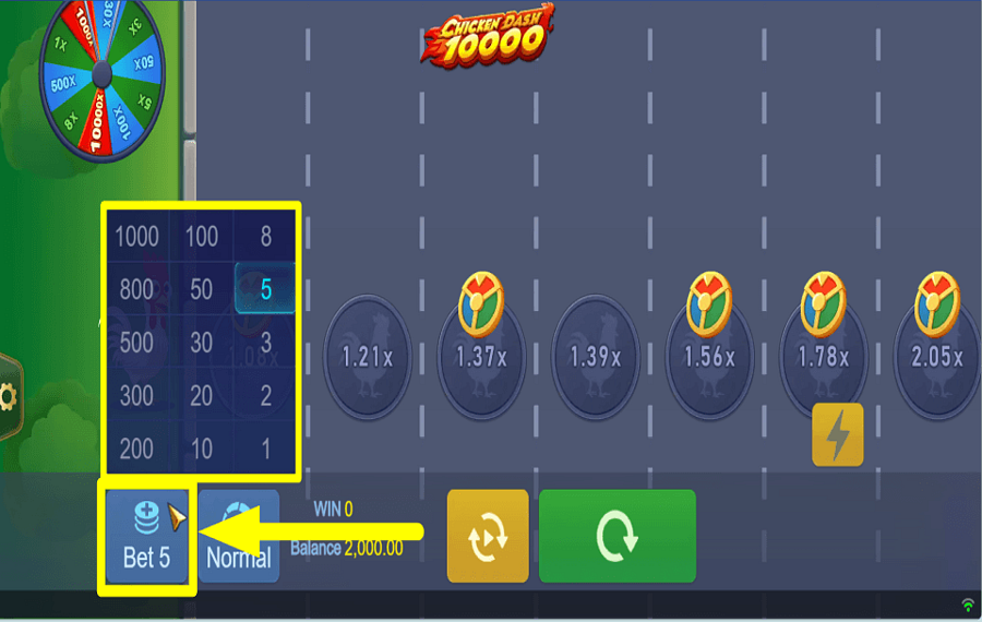 Chicken Dash 10000 DÉTERMINEZ VOTRE MISE.