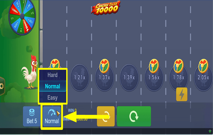 Chicken Dash 10000 AJUSTER LA VOLATILITÉ.