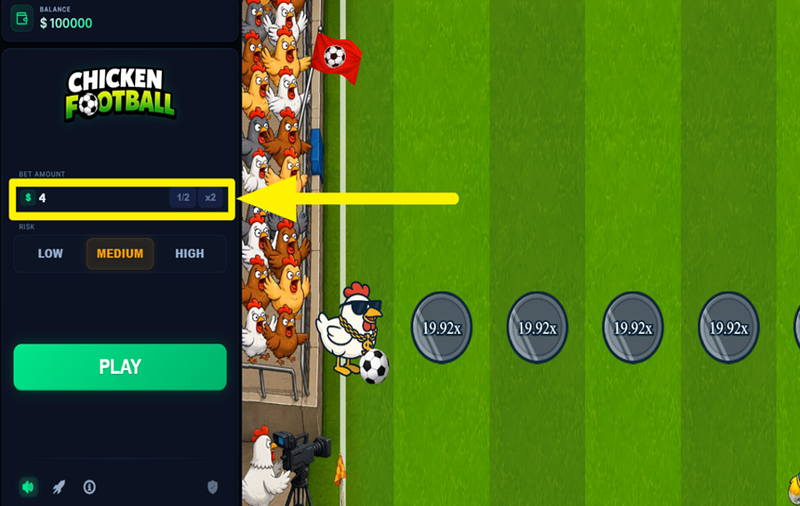 Chicken Football ОПРЕДЕЛИТЕ ЗНАЧЕНИЕ СТАВКИ.