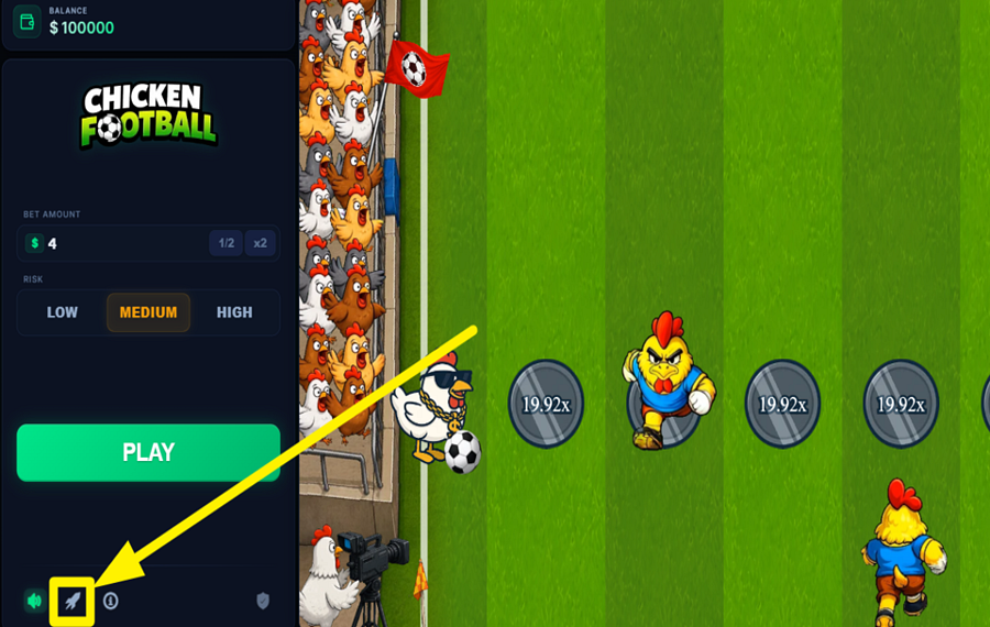 Chicken Football ИЗМЕНИТЕ СКОРОСТЬ.