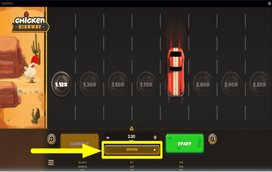 Chicken Highway CONTROLA EL NIVEL DEL JUEGO.