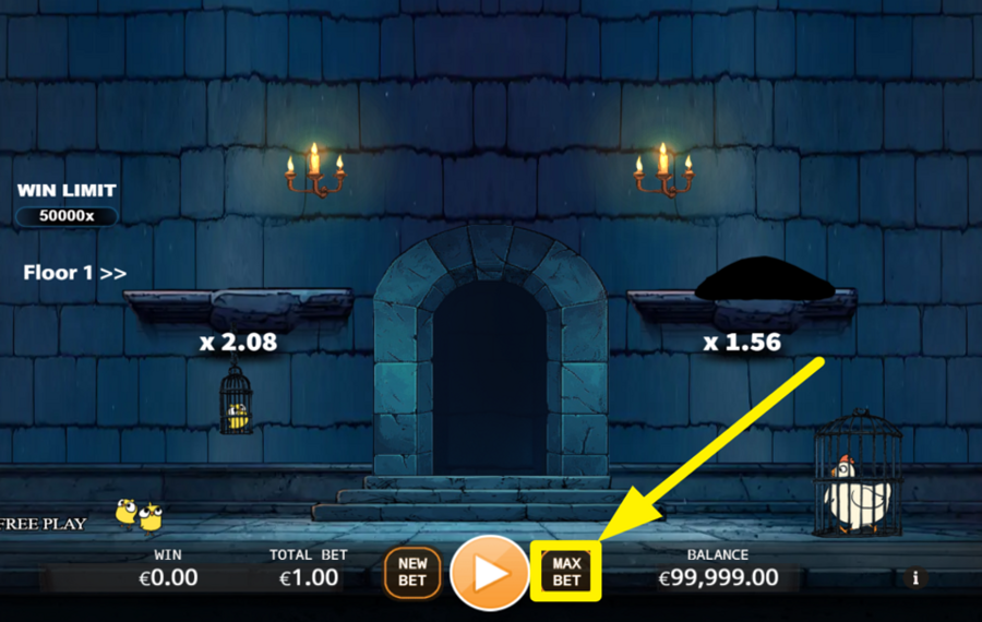 Chicken Leap ESTABLISH THE MAXIMUM BETTING AMOUNT.