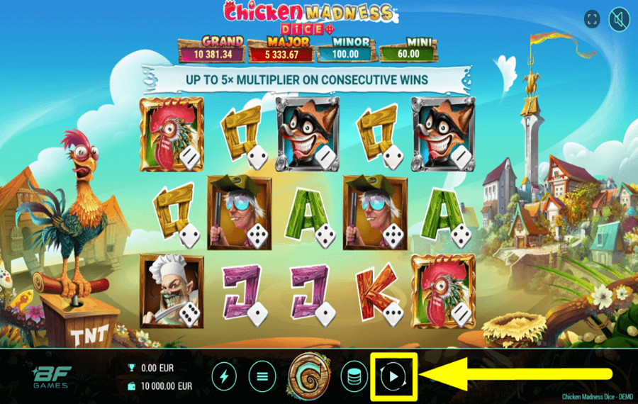 Chicken Madness Dice SCEGLI RIPRODUZIONE AUTOMATICA.