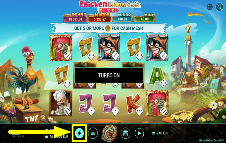 Chicken Madness Dice CONTROLLA IL RITMO DI GIOCO.