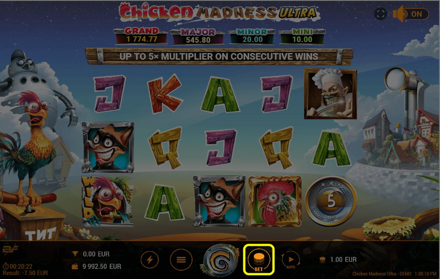 Chicken Madness Ultra Seleziona la scommessa