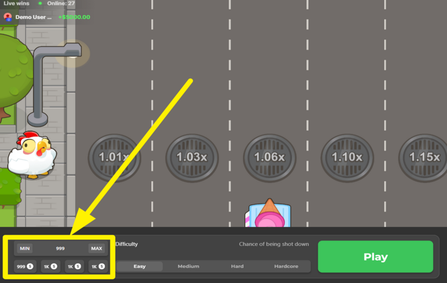 Chicken Road 2 WÄHLEN SIE IHREN EINSATZ.
