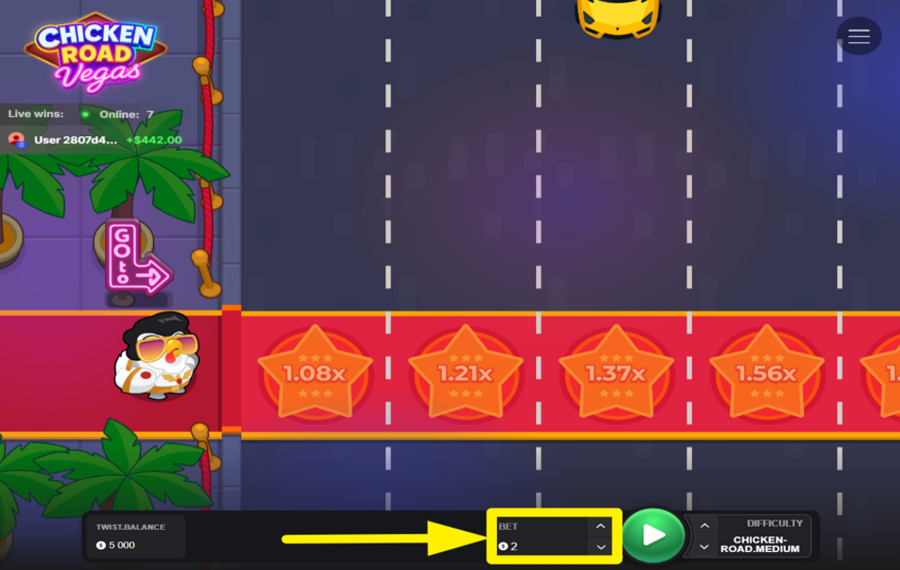 Chicken Road Vegas CHOOSE A BET AMOUNT.