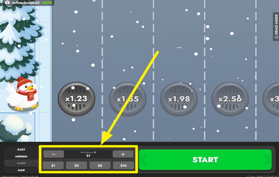 Chicken Route CHOISISSEZ LE MONTANT DE VOTRE MISE.