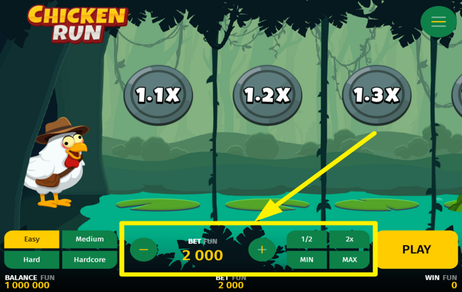 Chicken Run SÉLECTIONNEZ LE MONTANT DE VOTRE PARI.