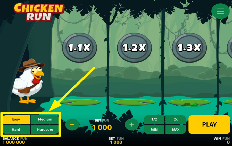 Chicken Run CHOISISSEZ UN NIVEAU DE RISQUE.