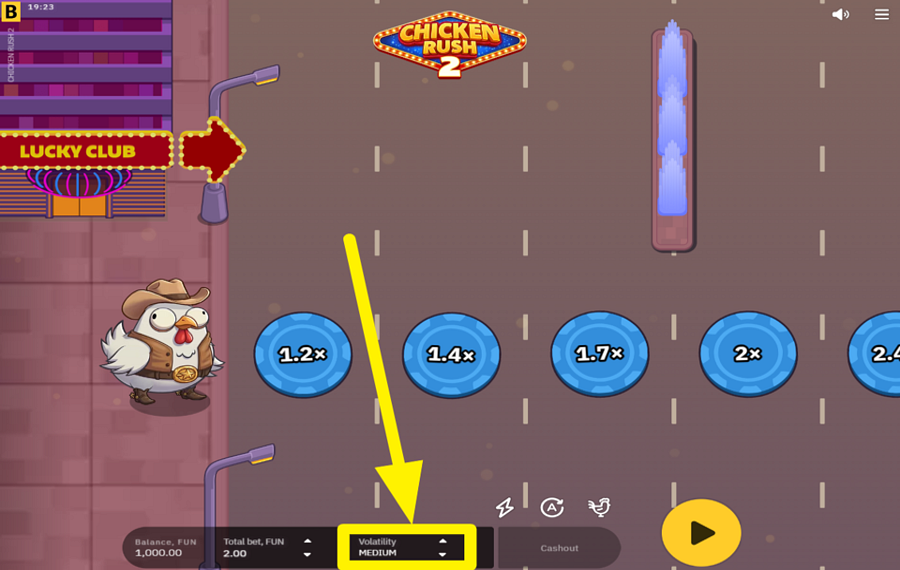 Chicken Rush 2 CHOISISSEZ UN NIVEAU DE RISQUE.
