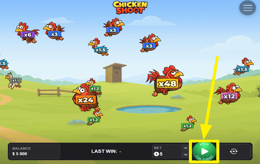 Chicken Shoot AUMENTA LA VELOCIDAD DE DISPARO.