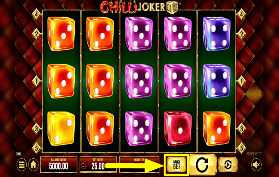 Chilli Joker Dice APPLY MAXIMUM BET.