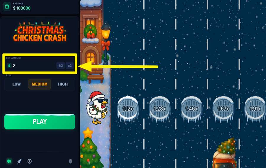 Christmas Chicken Crash FAITES VOTRE MISE.