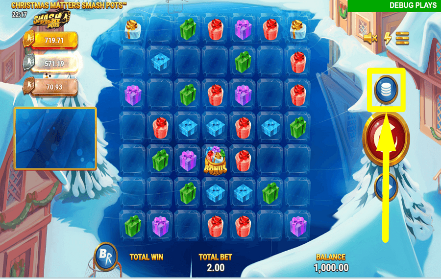 Christmas Matters Smash Pots ОТРЕГУЛИРОВАТЬ СТАВКУ.