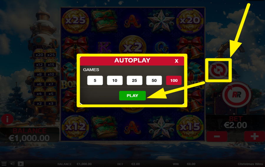 Christmas Wins ЗАПУСК АВТОМАТИЧЕСКОГО ОТЖИМАНИЯ.