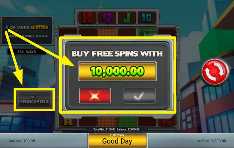 Clash of the Giants PURCHASE FREE SPINS BONUS.