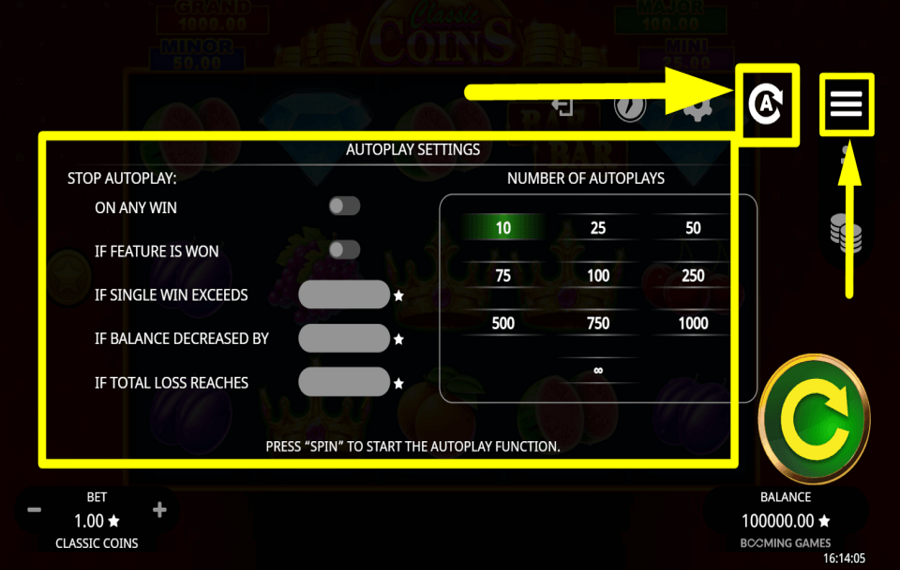 Classic Coins PROCÉDER AUTOMATIQUEMENT.