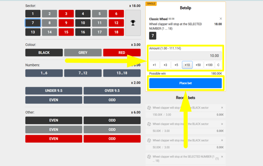 Classic Wheel RNG PLACE YOUR BET.