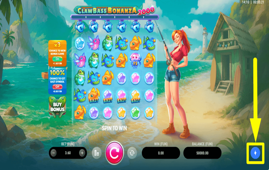 Clawbass Bonanza 2000 Ускорьте игру.