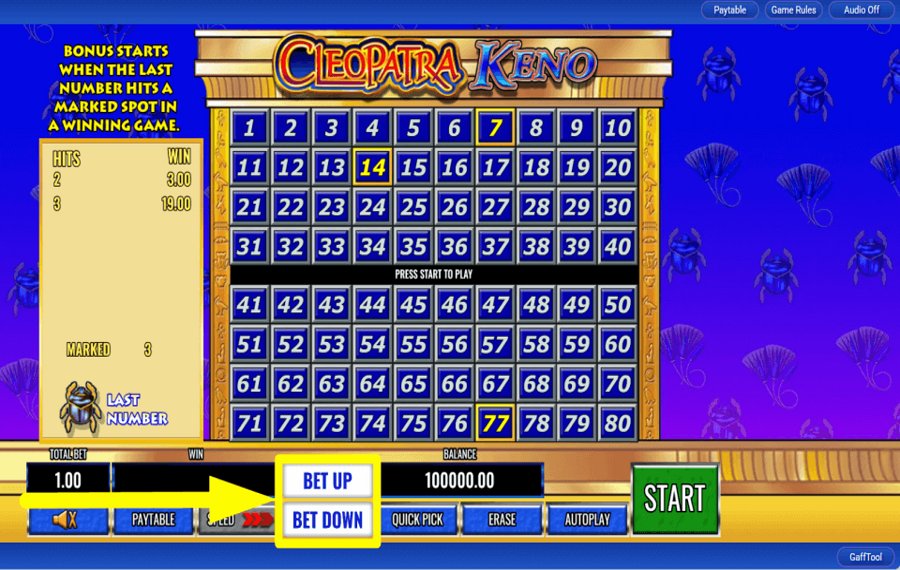 Cleopatra Keno ДЕЛАЙТЕ СТАВКУ.