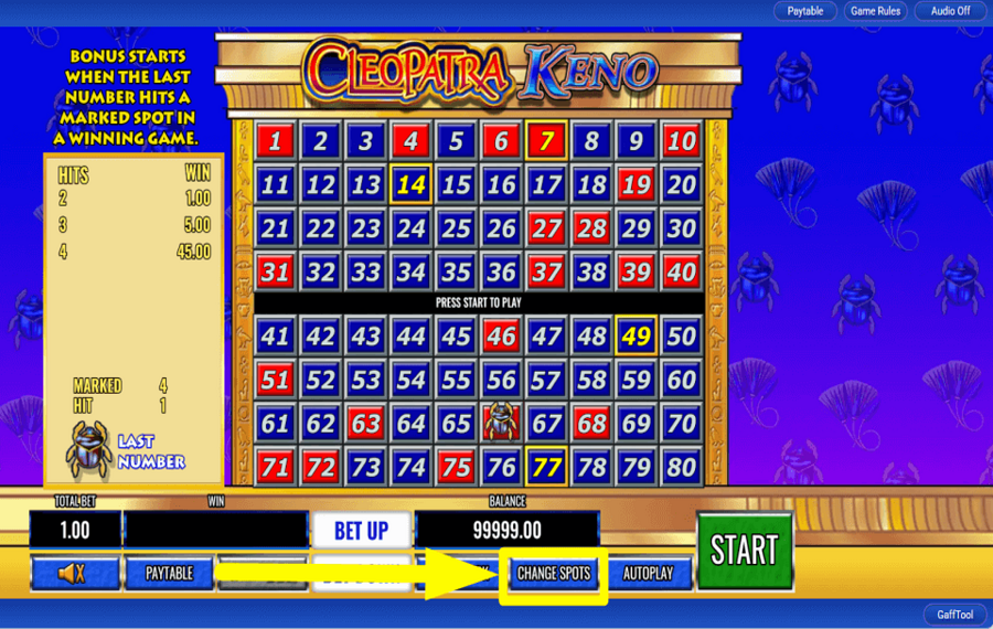 Cleopatra Keno ПЛАНИРУЙТЕ СВОИ ДЕЙСТВИЯ.