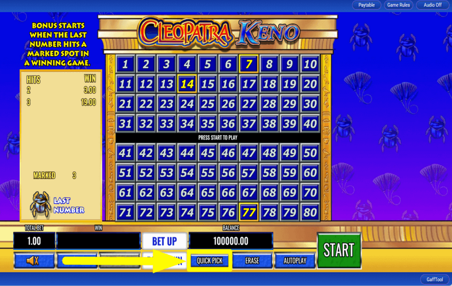 Cleopatra Keno ВЫБИРАЙТЕ БЫСТРО.