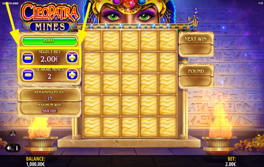 Cleopatra Mines AJUSTEZ VOTRE PARI.