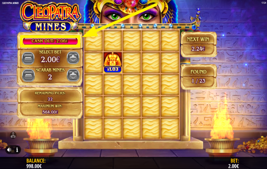 Cleopatra Mines ENCAISSEZ VOS GAINS.