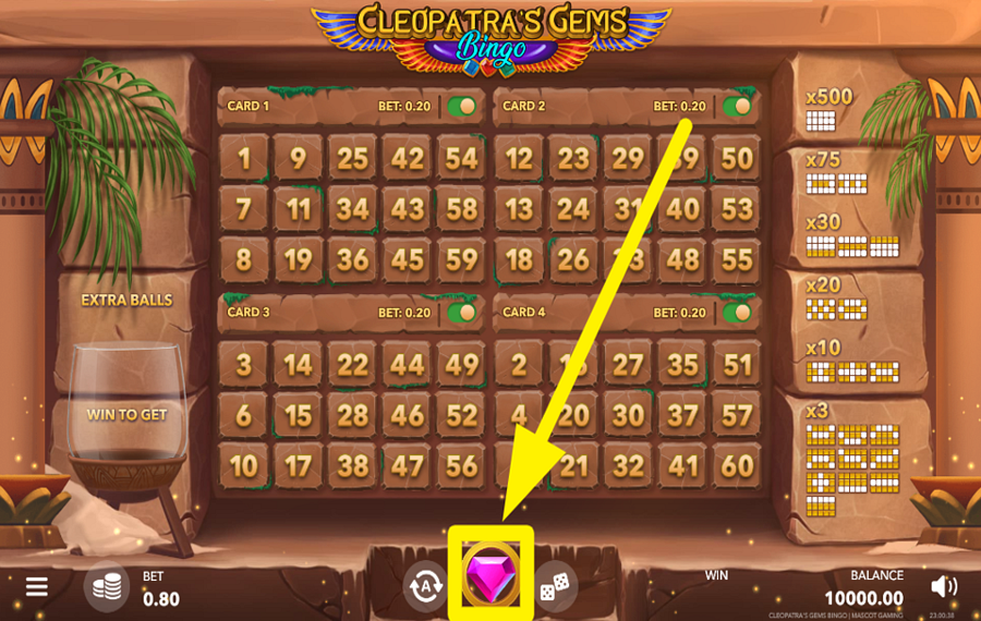 Cleopatras Gems Bingo STARTEN SIE DIE AUSLOSUNG!