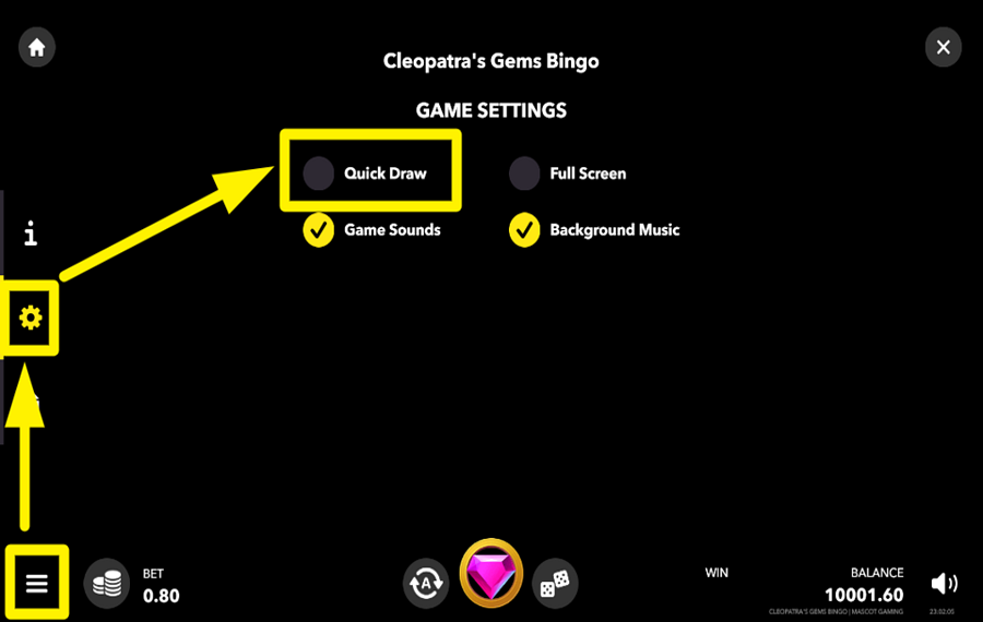 Cleopatras Gems Bingo QUICK DRAW AKTIVIEREN.