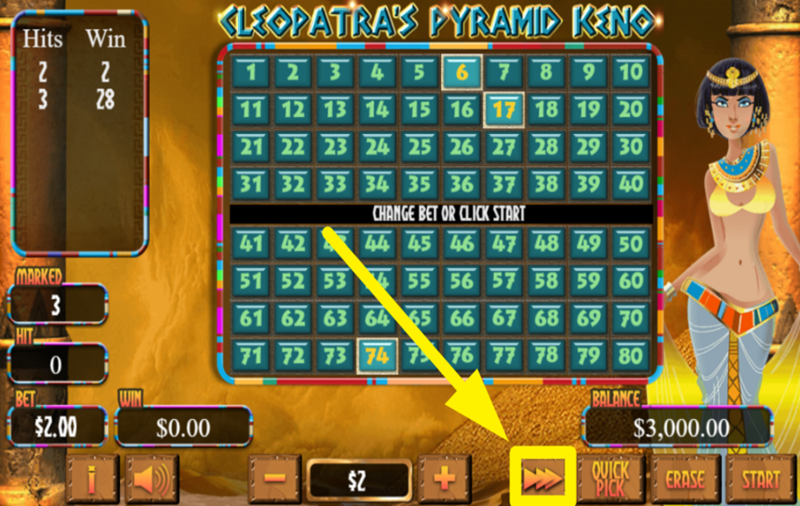 Cleopatras Pyramid Keno ACCÉLÉREZ LE JEU !
