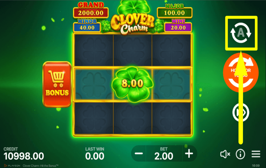 Clover Charm Hit the Bonus ВРАЩАЙТЕСЬ С АВТОИГРОЙ.