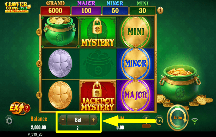 Clover Coins 3x3 Hit the Cash SÉLECTIONNEZ LE JEU.