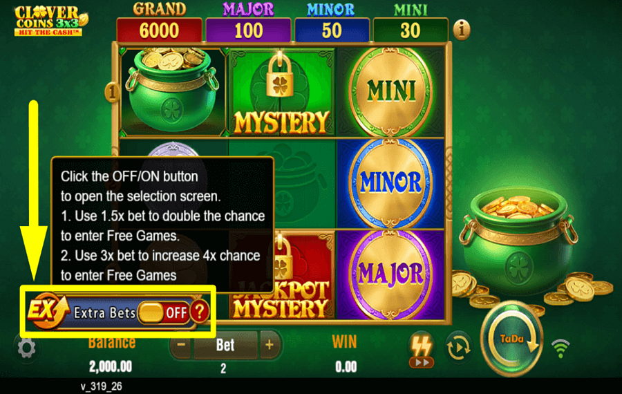 Clover Coins 3x3 Hit the Cash MISEZ PLUS DE CRÉDITS.