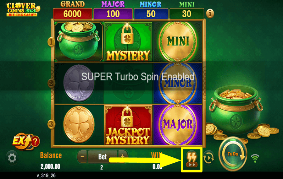 Clover Coins 3x3 Hit the Cash ACCÉLÉREZ LE JEU.