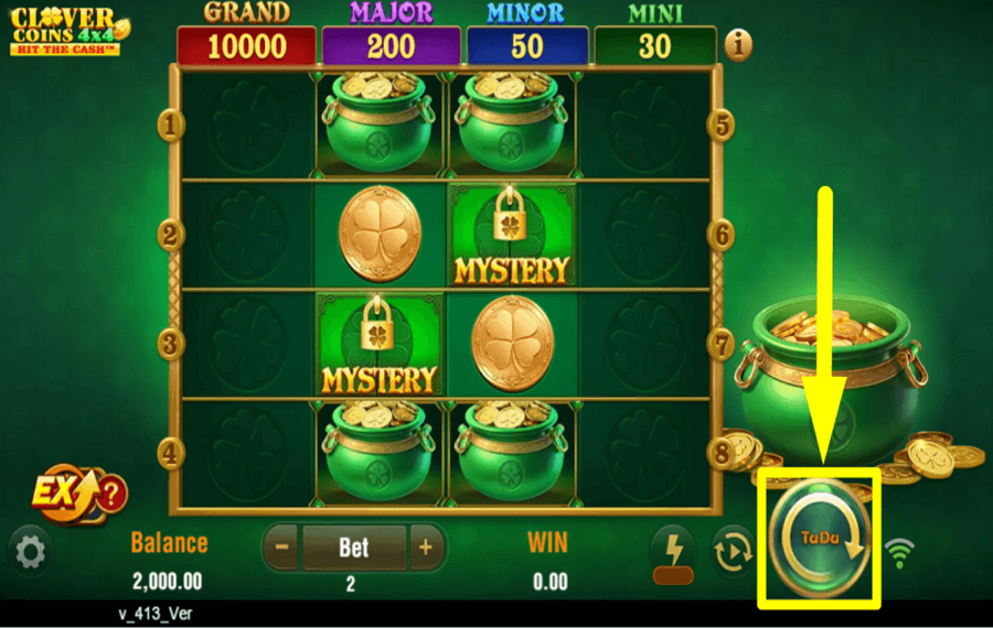 Clover Coins 4x4 Hit the Cash START GAMBLING.