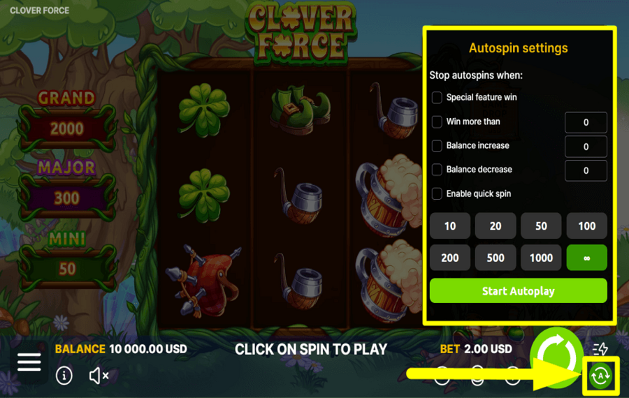 Clover Force START AUTOPLAY.