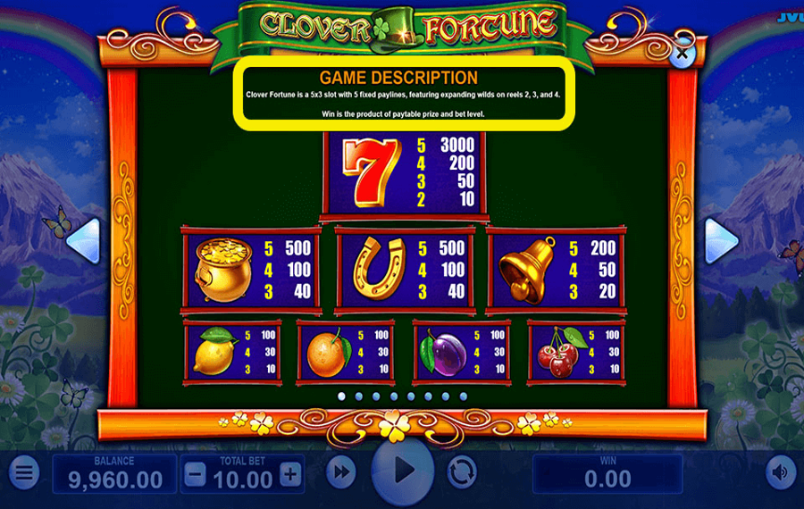 Clover Fortune Choose the paylines.