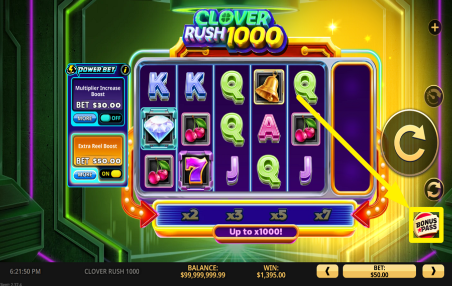 Clover Rush 1000 РАЗБЛОКИРУЙТЕ БОНУСНУЮ ИГРУ.