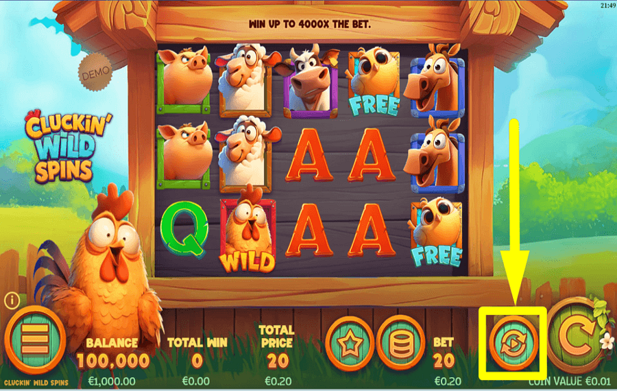 Cluckin Wild Spins ПРОДОЛЖИТЬ В АВТОМАТИЧЕСКОМ РЕЖИМЕ.
